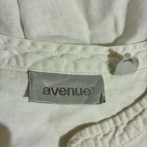 Avenue Linen/Cotton White Button-Up Tunic Shirt Preppy Business Minimalist Sz 26 - Picture 2 of 11